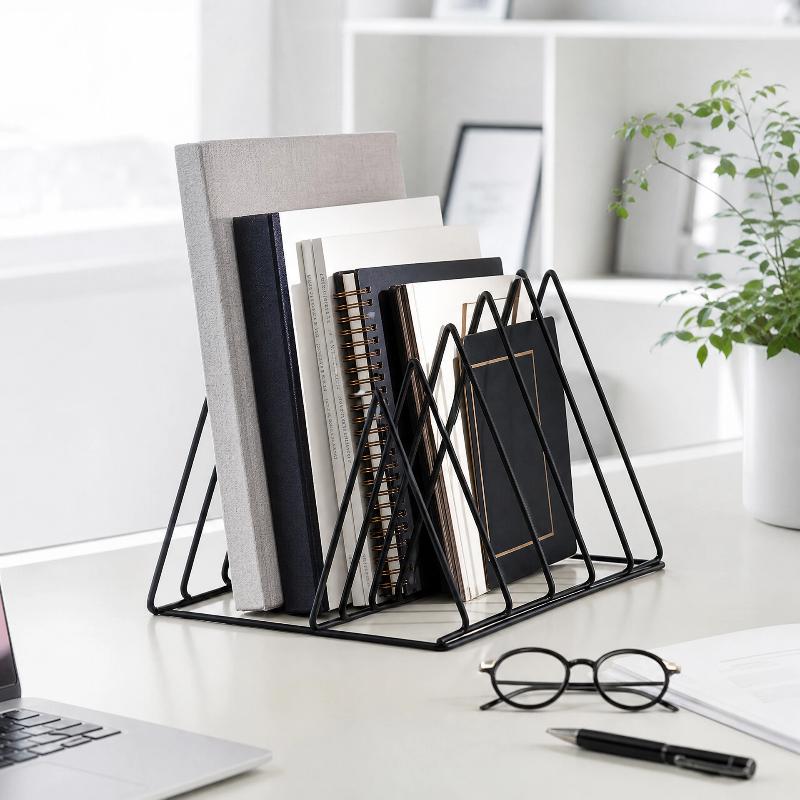 Magazine Holder Rack - ชั้นวางของแบบใหม่ 5/9 ช่อง ชั้นวางเอกสารเหล็กทรงสามเหลี่ยม ที่จัดเก็บเอกสารบนโต๊ะทำงาน ที่วางหนังสือและนิตยสารอเนกประสงค์